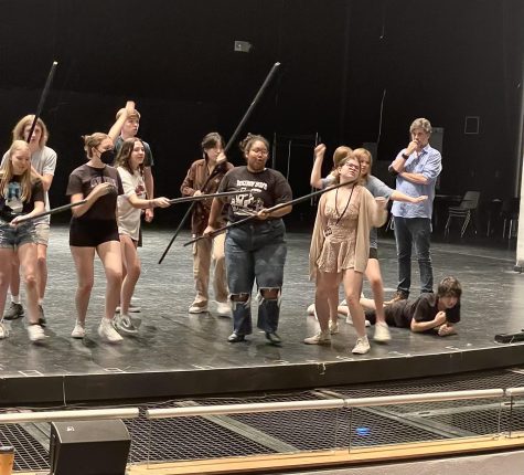 To prepare for opening night of Pippin, seniors Sydney Grom, Charlie Lester, Swae Miller-Estabrook, Samantha Landay, Morgan Taylor, Len Wang, Jojo Miller, Shannon Gyger, Sawyer Furio, and freshman Josh Roga practice the song “Glory” as theatre director Mr. Willingham looks on.  “Gosh, there are thousands of musicals,” said Mr. Willingham, in his second year as DM’s theatre director, “and I would say that Pippin is in the top 50 musicals that are done hundreds, if not, thousands of times a year in this country,” says Mr.Shad, the play director. 

Pippin will open at 7 p.m. Wednesday, Nov. 2 and will run through Nov. 5. 